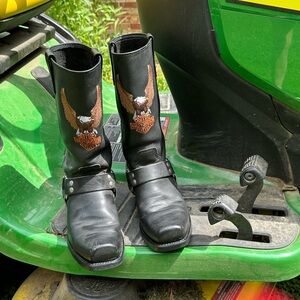 Harley Davidson Darren Eagle Moto Biker Leather Boots M 7D W 8.5 9 Free People